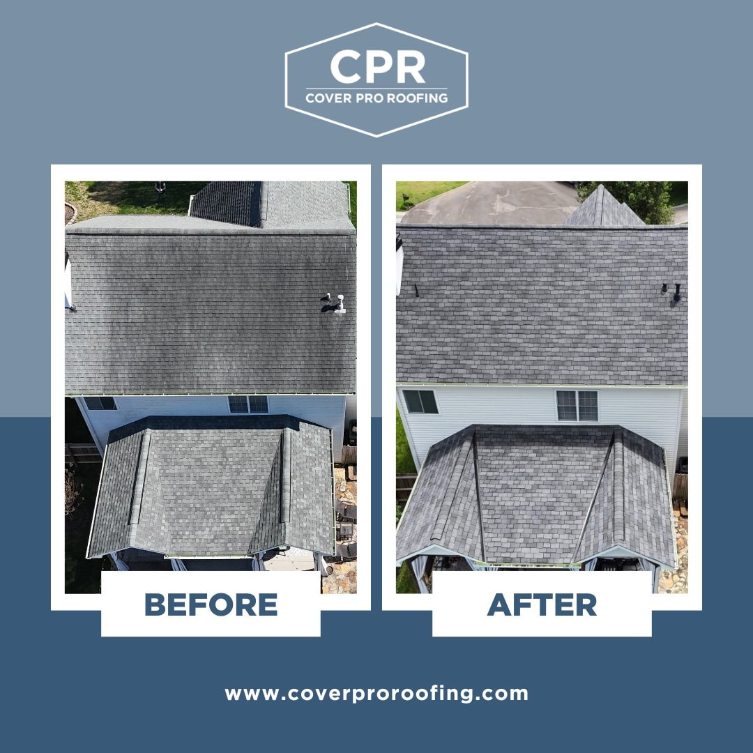 Before and after roof repair